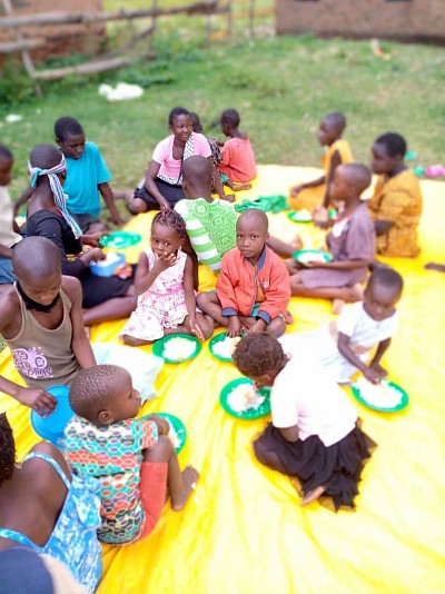 Children having a meal together